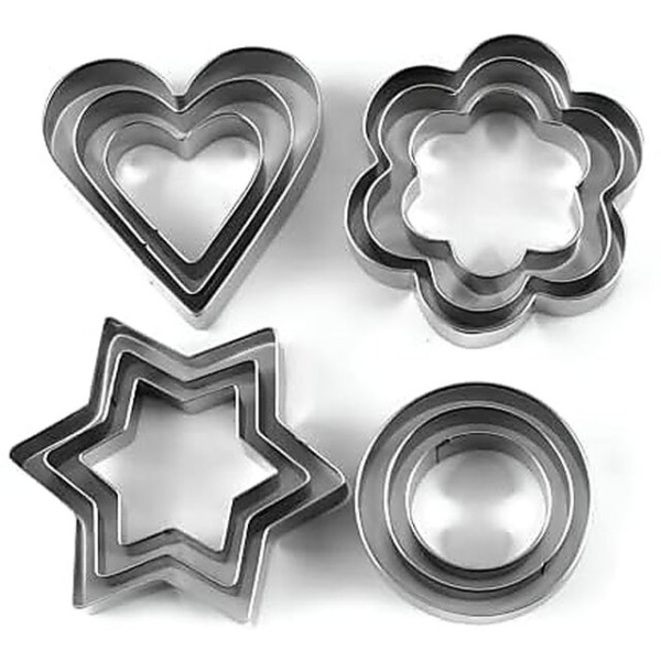 12-Piece Stainless Steel Cookie Cutter Set - 4 Shapes @ ₹89 + Free Delivery