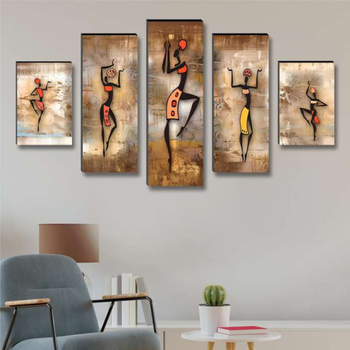 African Lady UV Textured Decorative Wall Art Set of 5