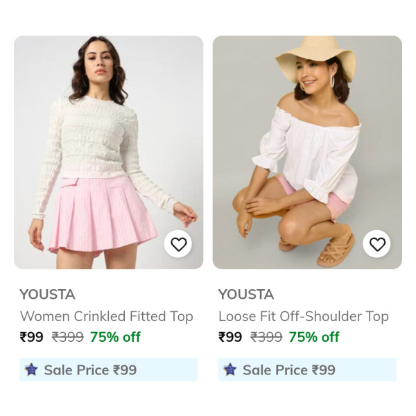 Ajio Womens Tops Loot from ₹79