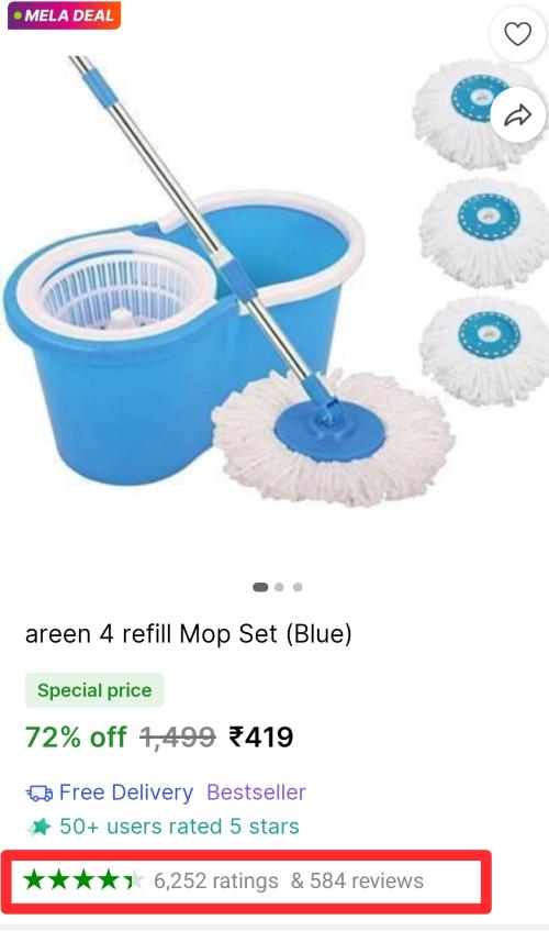 Areen Mop Set with 4 Refills