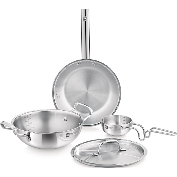Bergner TriPro Tri-Ply Stainless Steel 4-Piece Cookware Set
