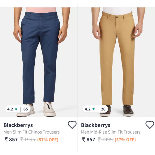 Blackberry Men Trousers Up To 62% Off Starting From ₹834