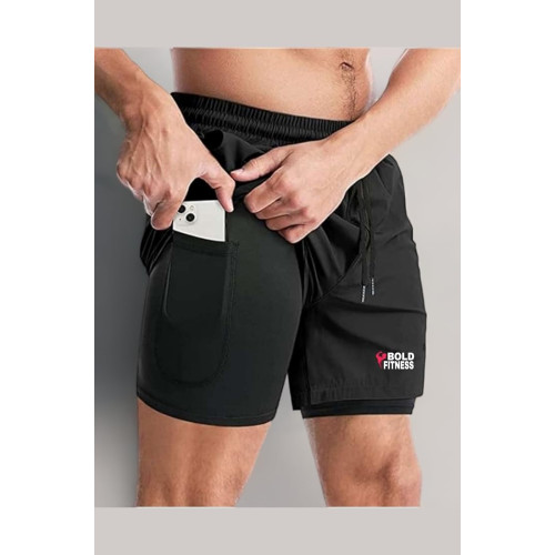 BOLD FITNESS 2 in 1 Active Dual Shorts with Inner Tights Layer @ ₹465