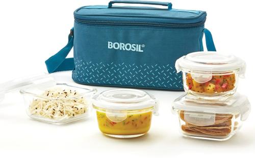 BOROSIL Teal Universal Lunch Box with Bag
