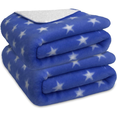 Bumpers Baby Fleece Blanket Pack of 2 Royal Blue Star Print