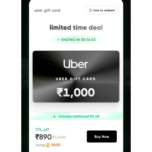 CRED Uber Gift Card Offer – Get ₹1000 Gift Card at ₹890