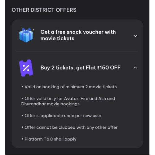 District App Flat ₹150 Off On Avatar Fire And Ash & Dhurandhar Movie Tickets