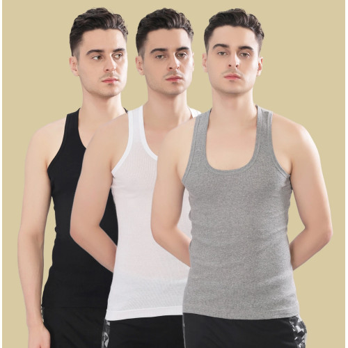 Dollar Bigboss Derby RN Cotton Men Vest Pack of 3