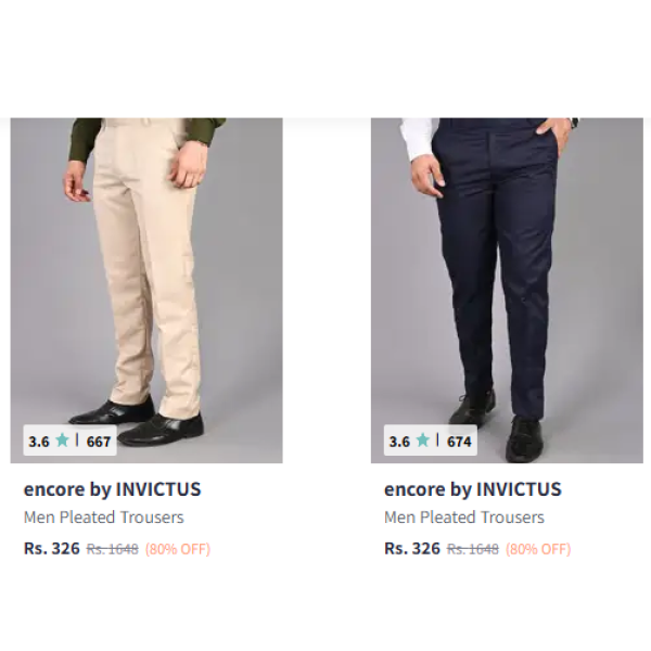 Encore by INVICTUS Men’s Trousers Sale Starting From ₹326