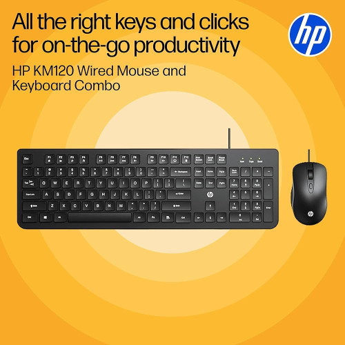 HP KM120 Wired Keyboard and Mouse Combo 3 Years Warranty