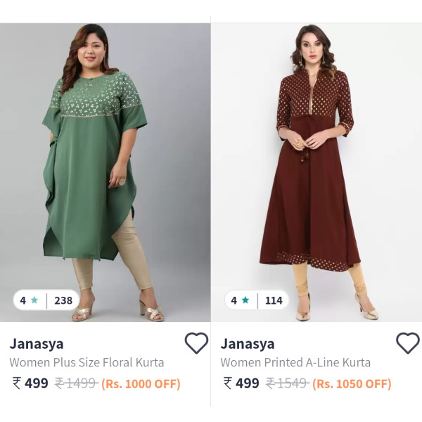 Janasya Women Print Kurtas Upto 80% Discount from ₹499