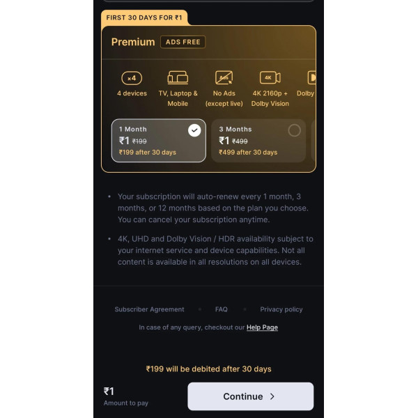 Jio Hotstar 30 Days Trial @ ₹1