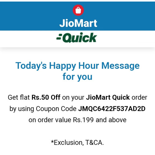 JioMart Flat ₹50 Off New Coupon Code on Order ₹199 and Above