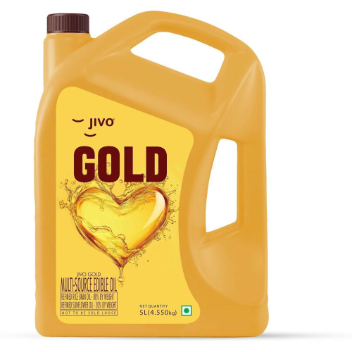JIVO Gold Refined Rice Bran & Sunflower Blended Oil 5L Can