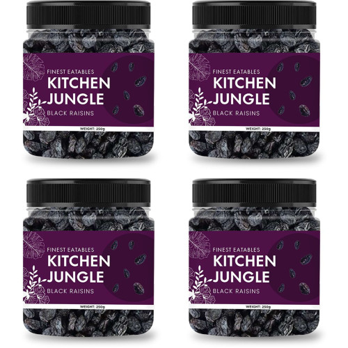 Kitchen Jungle Black Raisins Seedless 1kg Big Size Kali Kismish