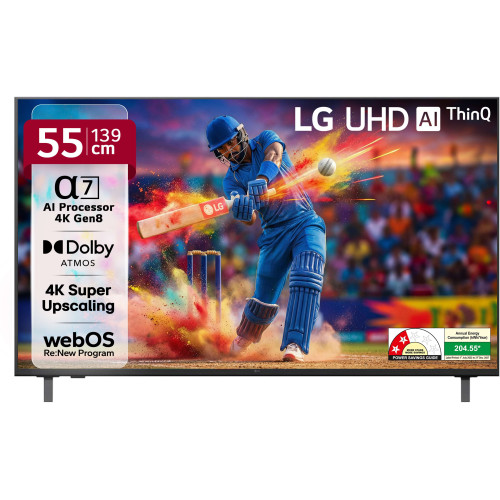 LG 55 inch 4K AI TV Alpha7 Processor WebOS with Dolby Atmos
