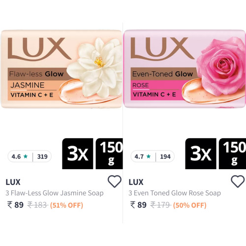 Lux Soap Set - Pack of 3 (150g each) @ ₹89
