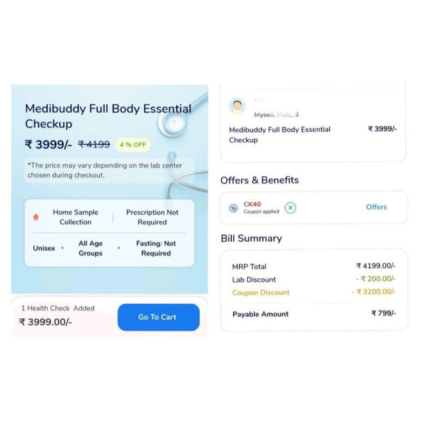 Medibuddy Full Body Essential Checkup @ ₹799