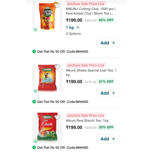 Nikunj Tea 1kg at ₹150 with Free Delivery