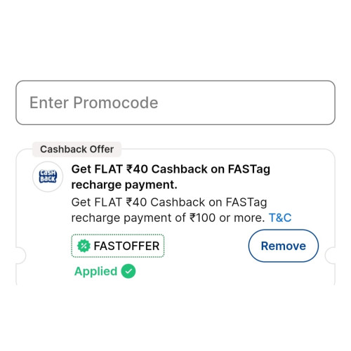 Paytm Fastag Recharge ₹100 & Get ₹40 Cashback Offer