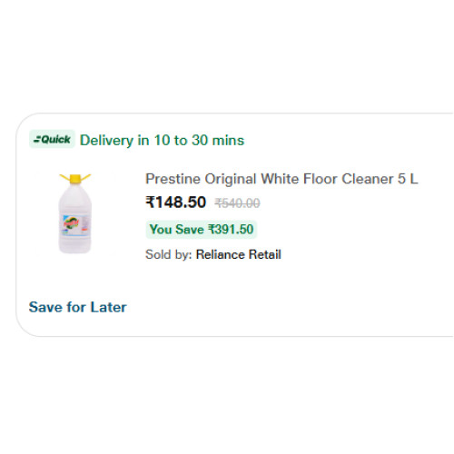 Prestine Original White Floor Cleaner 5 L @ ₹99 | 10 L @ ₹148