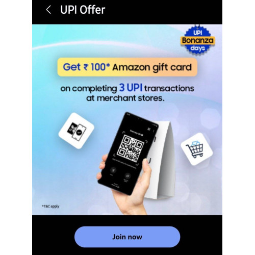 Samsung Pay Free ₹100 Amazon Pay Gift Card On 3 Merchant Transactions