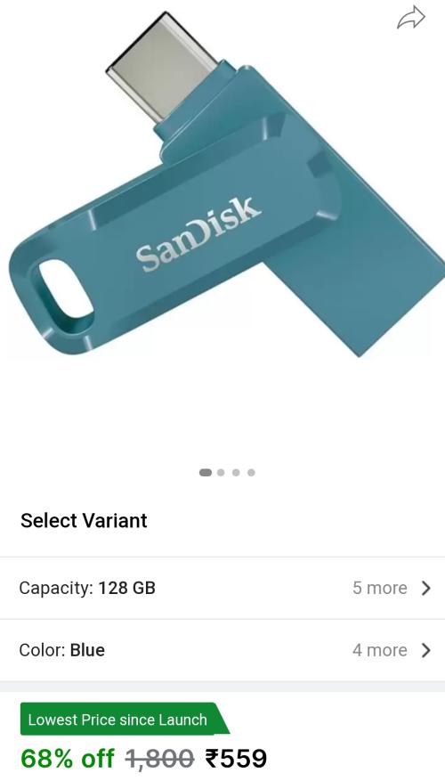 SanDisk SDDDC3-128G-I35NBB / Mobile Dual Drive / 400 Mbs 128 GB OTG Drive
