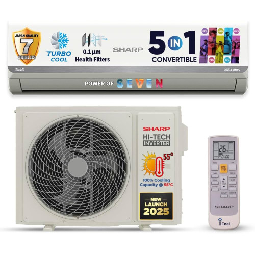 SHARP 1.5 Ton 3 Star Inverter AC with Turbo Cool & 5-in-1 Convertible Design