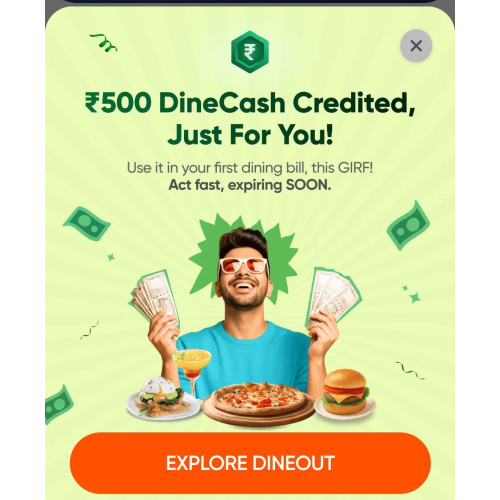 Swiggy DineOut Free DineCash Upto ₹500 Offer
