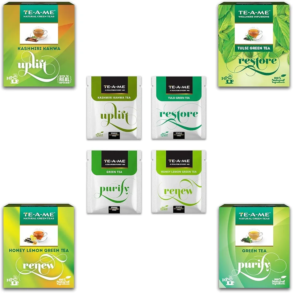 TE-A-ME Assorted Green Tea Bags - 40pcs Pack