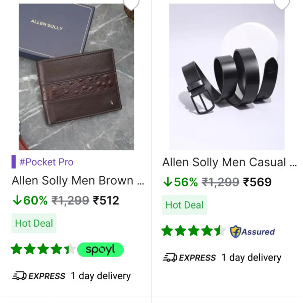 Top Brands Like Allen Solly Tommy Hilfiger UCB and More Wallets and Belts upto Minimum 40% Discount