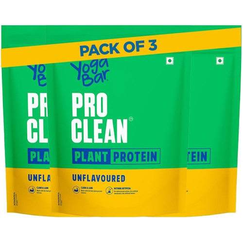 Yogabar Pro Clean Plant Protein Powder 500g Pack Of 3 With 28g Protein Per Serving